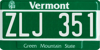 VT license plate ZLJ351