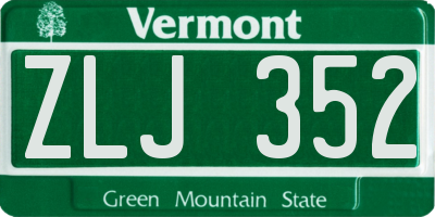 VT license plate ZLJ352