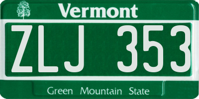 VT license plate ZLJ353