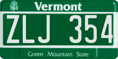 VT license plate ZLJ354