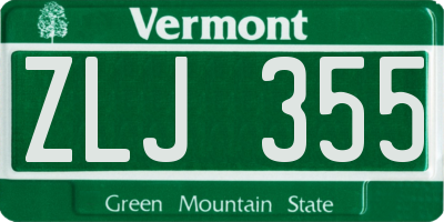 VT license plate ZLJ355