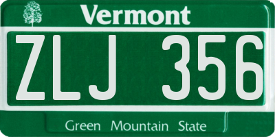 VT license plate ZLJ356