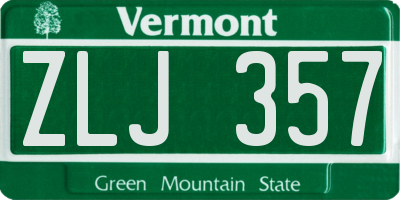 VT license plate ZLJ357