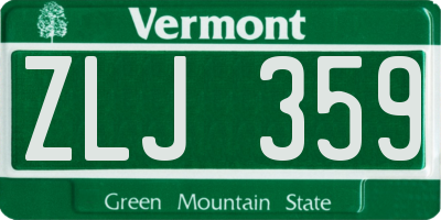 VT license plate ZLJ359