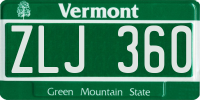 VT license plate ZLJ360