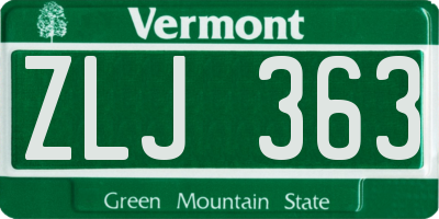 VT license plate ZLJ363