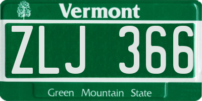 VT license plate ZLJ366