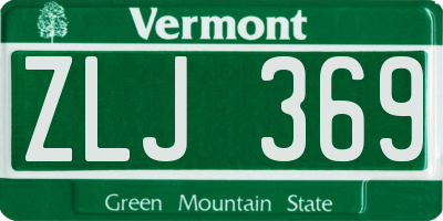 VT license plate ZLJ369