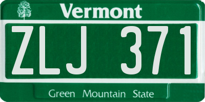 VT license plate ZLJ371
