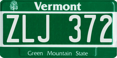 VT license plate ZLJ372