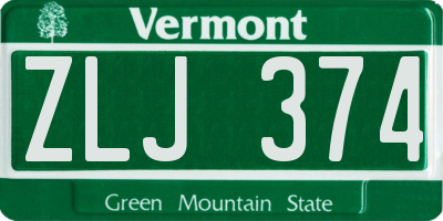 VT license plate ZLJ374