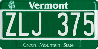 VT license plate ZLJ375