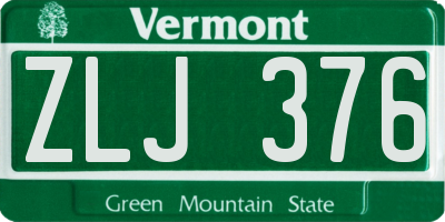 VT license plate ZLJ376