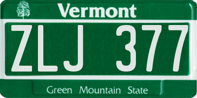 VT license plate ZLJ377