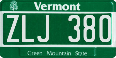 VT license plate ZLJ380