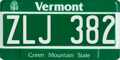 VT license plate ZLJ382