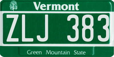 VT license plate ZLJ383