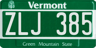 VT license plate ZLJ385