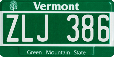 VT license plate ZLJ386