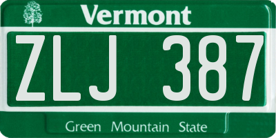 VT license plate ZLJ387