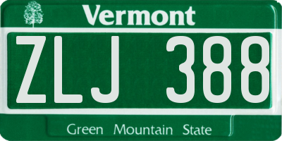 VT license plate ZLJ388