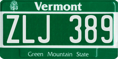 VT license plate ZLJ389