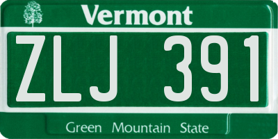 VT license plate ZLJ391