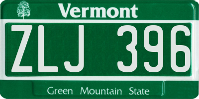 VT license plate ZLJ396