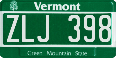 VT license plate ZLJ398