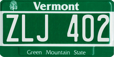 VT license plate ZLJ402
