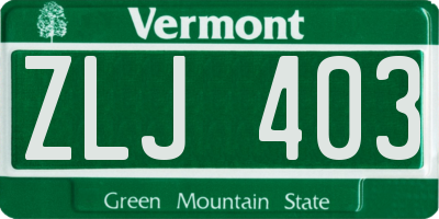 VT license plate ZLJ403
