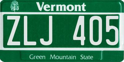 VT license plate ZLJ405