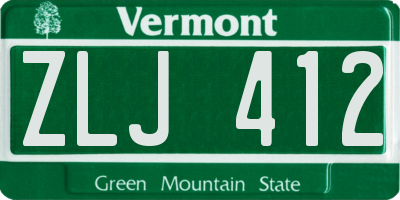 VT license plate ZLJ412