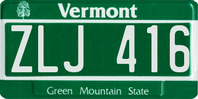 VT license plate ZLJ416