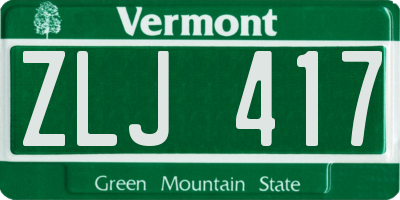 VT license plate ZLJ417