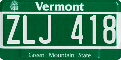 VT license plate ZLJ418