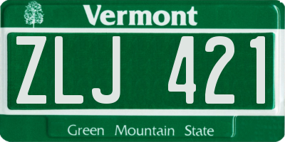 VT license plate ZLJ421