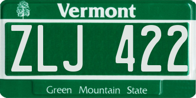 VT license plate ZLJ422