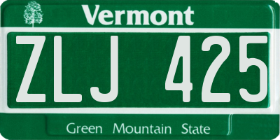 VT license plate ZLJ425