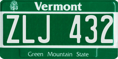 VT license plate ZLJ432