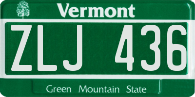 VT license plate ZLJ436