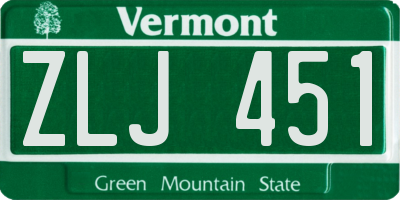VT license plate ZLJ451