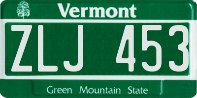 VT license plate ZLJ453