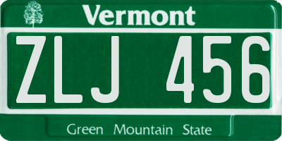 VT license plate ZLJ456