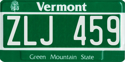 VT license plate ZLJ459