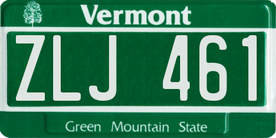 VT license plate ZLJ461