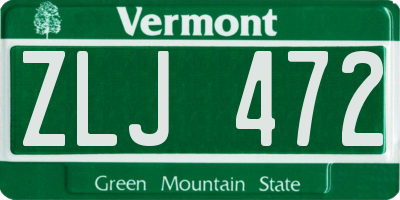 VT license plate ZLJ472
