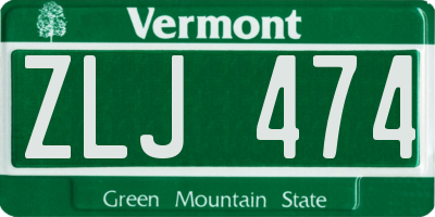 VT license plate ZLJ474