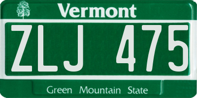 VT license plate ZLJ475