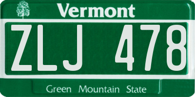 VT license plate ZLJ478